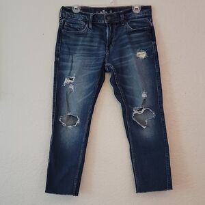 Woman's Holister Distressed Blue Jeans